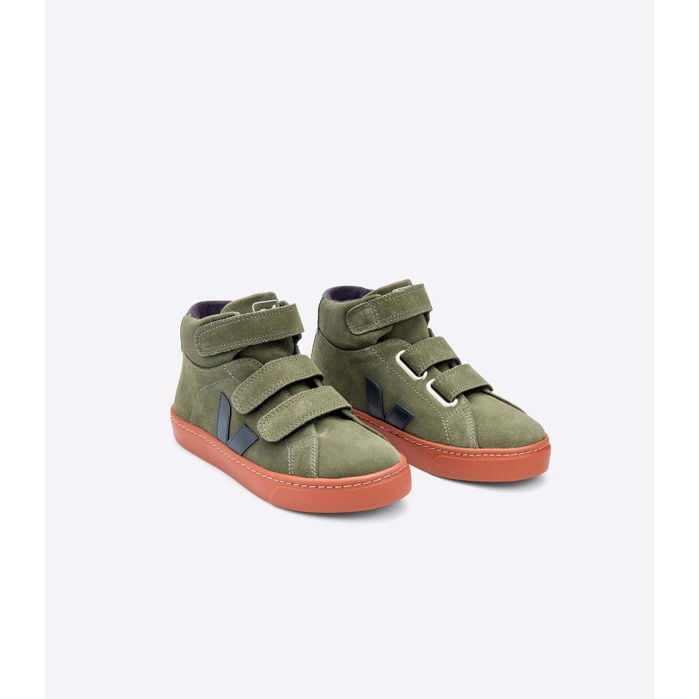 Kids' Veja ESPLAR MID SUEDE High Tops Olive | SG 694XYU